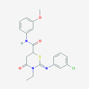 (2Z)-2-[(3-chlorophenyl)imino]-3-ethyl-N-(3-methoxyphenyl)-4-oxo-1,3-thiazinane-6-carboxamide