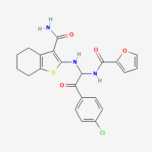 N-{1-[(3-carbamoyl-4,5,6,7-tetrahydro-1-benzothiophen-2-yl)amino]-2-(4-chlorophenyl)-2-oxoethyl}furan-2-carboxamide