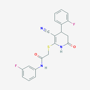 2-{[3-cyano-4-(2-fluorophenyl)-6-oxo-1,4,5,6-tetrahydropyridin-2-yl]sulfanyl}-N-(3-fluorophenyl)acetamide