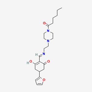 5-(2-Furyl)-2-({[2-(4-hexanoylpiperazin-1-yl)ethyl]amino}methylene)cyclohexane-1,3-dione