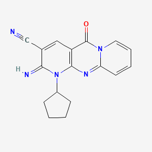 7-cyclopentyl-6-imino-2-oxo-1,7,9-triazatricyclo[8.4.0.03,8]tetradeca-3(8),4,9,11,13-pentaene-5-carbonitrile