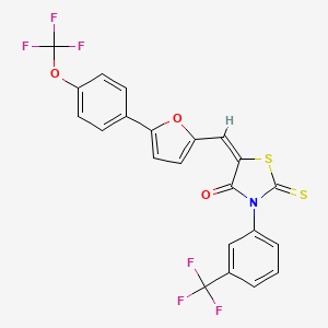 (5E)-2-Sulfanylidene-5-({5-[4-(trifluoromethoxy)phenyl]furan-2-YL}methylidene)-3-[3-(trifluoromethyl)phenyl]-1,3-thiazolidin-4-one