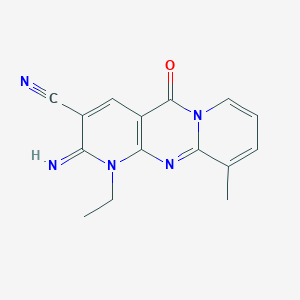 7-ethyl-6-imino-11-methyl-2-oxo-1,7,9-triazatricyclo[8.4.0.03,8]tetradeca-3(8),4,9,11,13-pentaene-5-carbonitrile