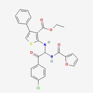 Ethyl 2-({2-(4-chlorophenyl)-1-[(furan-2-ylcarbonyl)amino]-2-oxoethyl}amino)-4-phenylthiophene-3-carboxylate