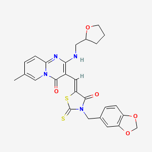 3-{(Z)-[3-(1,3-benzodioxol-5-ylmethyl)-4-oxo-2-thioxo-1,3-thiazolidin-5-ylidene]methyl}-7-methyl-2-[(tetrahydrofuran-2-ylmethyl)amino]-4H-pyrido[1,2-a]pyrimidin-4-one