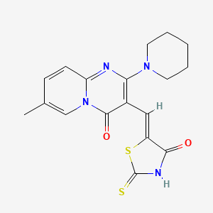 7-Methyl-3-[(Z)-(4-oxo-2-thioxo-1,3-thiazolidin-5-ylidene)methyl]-2-(1-piperidinyl)-4H-pyrido[1,2-A]pyrimidin-4-one