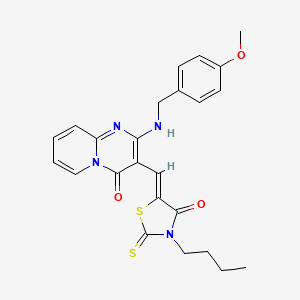 molecular formula C24H24N4O3S2 B11618565 3-[(Z)-(3-butyl-4-oxo-2-thioxo-1,3-thiazolidin-5-ylidene)methyl]-2-[(4-methoxybenzyl)amino]-4H-pyrido[1,2-a]pyrimidin-4-one 