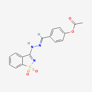 4-{(E)-[2-(1,1-dioxido-1,2-benzisothiazol-3-yl)hydrazono]methyl}phenyl acetate