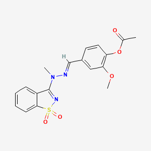 4-{(E)-[2-(1,1-dioxido-1,2-benzothiazol-3-yl)-2-methylhydrazinylidene]methyl}-2-methoxyphenyl acetate