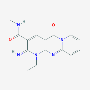 molecular formula C15H15N5O2 B11618813 7-ethyl-6-imino-N-methyl-2-oxo-1,7,9-triazatricyclo[8.4.0.03,8]tetradeca-3(8),4,9,11,13-pentaene-5-carboxamide CAS No. 371134-80-4