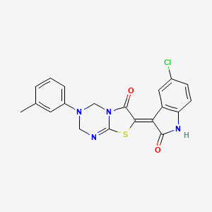 (7Z)-7-(5-chloro-2-oxo-1,2-dihydro-3H-indol-3-ylidene)-3-(3-methylphenyl)-3,4-dihydro-2H-[1,3]thiazolo[3,2-a][1,3,5]triazin-6(7H)-one