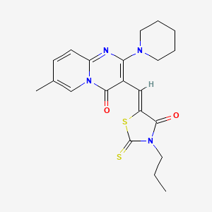 7-methyl-3-[(Z)-(4-oxo-3-propyl-2-thioxo-1,3-thiazolidin-5-ylidene)methyl]-2-(piperidin-1-yl)-4H-pyrido[1,2-a]pyrimidin-4-one