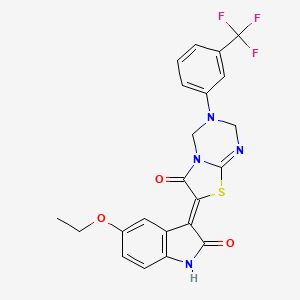 (7Z)-7-(5-ethoxy-2-oxo-1,2-dihydro-3H-indol-3-ylidene)-3-[3-(trifluoromethyl)phenyl]-3,4-dihydro-2H-[1,3]thiazolo[3,2-a][1,3,5]triazin-6(7H)-one