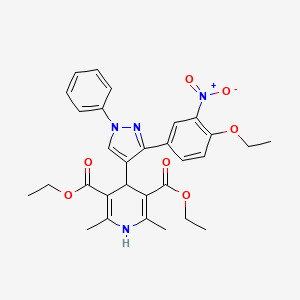 3,5-diethyl 4-[3-(4-ethoxy-3-nitrophenyl)-1-phenyl-1H-pyrazol-4-yl]-2,6-dimethyl-1,4-dihydropyridine-3,5-dicarboxylate