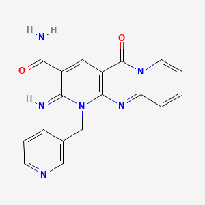 6-imino-2-oxo-7-(pyridin-3-ylmethyl)-1,7,9-triazatricyclo[8.4.0.03,8]tetradeca-3(8),4,9,11,13-pentaene-5-carboxamide