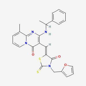 3-{(Z)-[3-(2-furylmethyl)-4-oxo-2-thioxo-1,3-thiazolidin-5-ylidene]methyl}-9-methyl-2-[(1-phenylethyl)amino]-4H-pyrido[1,2-a]pyrimidin-4-one