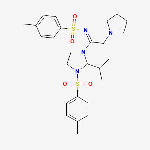 4-methyl-N-[(1Z)-1-{3-[(4-methylphenyl)sulfonyl]-2-(propan-2-yl)imidazolidin-1-yl}-2-(pyrrolidin-1-yl)ethylidene]benzenesulfonamide