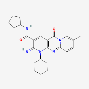 7-cyclohexyl-N-cyclopentyl-6-imino-13-methyl-2-oxo-1,7,9-triazatricyclo[8.4.0.03,8]tetradeca-3(8),4,9,11,13-pentaene-5-carboxamide