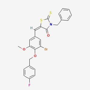 (5E)-3-benzyl-5-{3-bromo-4-[(4-fluorobenzyl)oxy]-5-methoxybenzylidene}-2-thioxo-1,3-thiazolidin-4-one