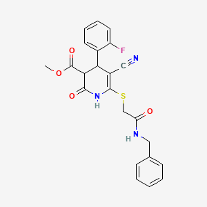 molecular formula C23H20FN3O4S B11618912 Methyl 6-{[2-(benzylamino)-2-oxoethyl]sulfanyl}-5-cyano-4-(2-fluorophenyl)-2-oxo-1,2,3,4-tetrahydropyridine-3-carboxylate 