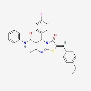 (2Z)-5-(4-fluorophenyl)-7-methyl-3-oxo-N-phenyl-2-[4-(propan-2-yl)benzylidene]-2,3-dihydro-5H-[1,3]thiazolo[3,2-a]pyrimidine-6-carboxamide