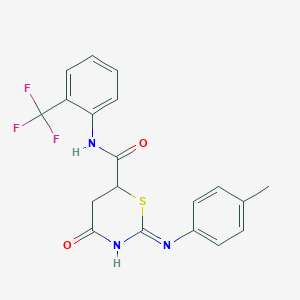 molecular formula C19H16F3N3O2S B11618942 2-[(4-methylphenyl)amino]-4-oxo-N-[2-(trifluoromethyl)phenyl]-5,6-dihydro-4H-1,3-thiazine-6-carboxamide 