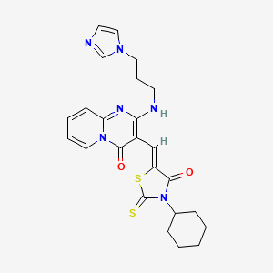 3-[(Z)-(3-cyclohexyl-4-oxo-2-thioxo-1,3-thiazolidin-5-ylidene)methyl]-2-{[3-(1H-imidazol-1-yl)propyl]amino}-9-methyl-4H-pyrido[1,2-a]pyrimidin-4-one