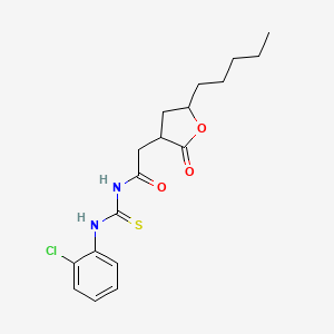 N-[(2-chlorophenyl)carbamothioyl]-2-(2-oxo-5-pentyloxolan-3-yl)acetamide