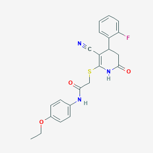 2-{[3-cyano-4-(2-fluorophenyl)-6-oxo-1,4,5,6-tetrahydropyridin-2-yl]sulfanyl}-N-(4-ethoxyphenyl)acetamide