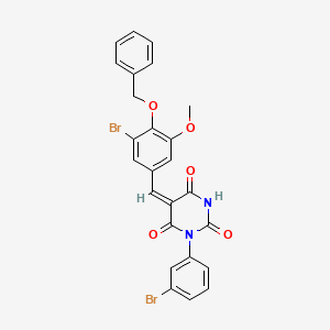 (5E)-5-[4-(benzyloxy)-3-bromo-5-methoxybenzylidene]-1-(3-bromophenyl)pyrimidine-2,4,6(1H,3H,5H)-trione