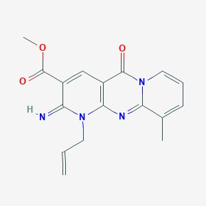 methyl 6-imino-11-methyl-2-oxo-7-prop-2-enyl-1,7,9-triazatricyclo[8.4.0.03,8]tetradeca-3(8),4,9,11,13-pentaene-5-carboxylate