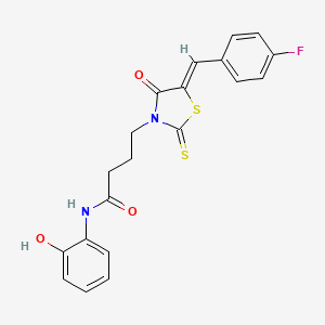 4-[(5Z)-5-[(4-fluorophenyl)methylidene]-4-oxo-2-sulfanylidene-1,3-thiazolidin-3-yl]-N-(2-hydroxyphenyl)butanamide