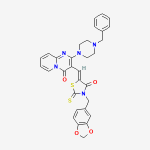 3-{(Z)-[3-(1,3-benzodioxol-5-ylmethyl)-4-oxo-2-thioxo-1,3-thiazolidin-5-ylidene]methyl}-2-(4-benzylpiperazin-1-yl)-4H-pyrido[1,2-a]pyrimidin-4-one