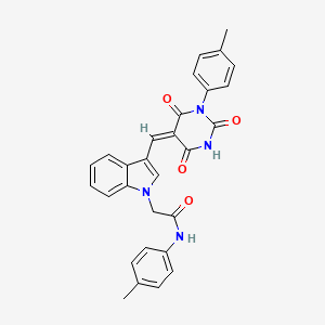 N-(4-methylphenyl)-2-(3-{(E)-[1-(4-methylphenyl)-2,4,6-trioxotetrahydropyrimidin-5(2H)-ylidene]methyl}-1H-indol-1-yl)acetamide