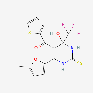 [4-Hydroxy-6-(5-methylfuran-2-yl)-2-thioxo-4-(trifluoromethyl)hexahydropyrimidin-5-yl](thiophen-2-yl)methanone