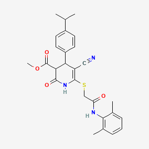 Methyl 5-cyano-6-({2-[(2,6-dimethylphenyl)amino]-2-oxoethyl}sulfanyl)-2-oxo-4-[4-(propan-2-yl)phenyl]-1,2,3,4-tetrahydropyridine-3-carboxylate