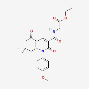 molecular formula C23H26N2O6 B11619498 Ethyl 2-{[1-(4-methoxyphenyl)-7,7-dimethyl-2,5-dioxo-1,2,5,6,7,8-hexahydroquinolin-3-YL]formamido}acetate 