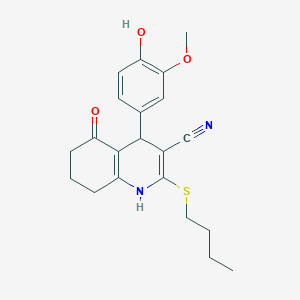 2-(Butylsulfanyl)-4-(4-hydroxy-3-methoxyphenyl)-5-oxo-1,4,5,6,7,8-hexahydroquinoline-3-carbonitrile