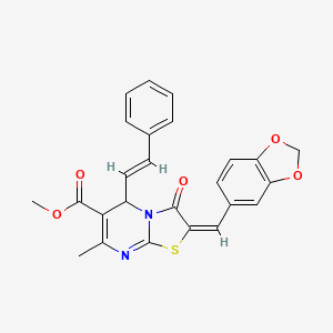 methyl (2E)-2-(1,3-benzodioxol-5-ylmethylene)-7-methyl-3-oxo-5-[(E)-2-phenylethenyl]-2,3-dihydro-5H-[1,3]thiazolo[3,2-a]pyrimidine-6-carboxylate