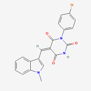 molecular formula C20H14BrN3O3 B11619742 (5E)-1-(4-bromophenyl)-5-[(1-methyl-1H-indol-3-yl)methylidene]pyrimidine-2,4,6(1H,3H,5H)-trione 