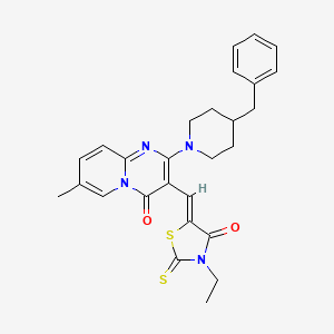 2-(4-benzylpiperidin-1-yl)-3-[(Z)-(3-ethyl-4-oxo-2-thioxo-1,3-thiazolidin-5-ylidene)methyl]-7-methyl-4H-pyrido[1,2-a]pyrimidin-4-one