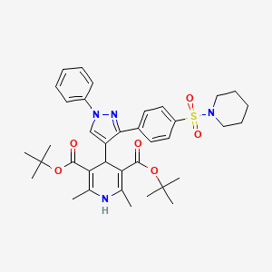 DI(Tert-butyl) 2,6-dimethyl-4-{1-phenyl-3-[4-(1-piperidinylsulfonyl)phenyl]-1H-pyrazol-4-YL}-1,4-dihydro-3,5-pyridinedicarboxylate