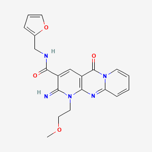 molecular formula C20H19N5O4 B11619941 N-(furan-2-ylmethyl)-6-imino-7-(2-methoxyethyl)-2-oxo-1,7,9-triazatricyclo[8.4.0.03,8]tetradeca-3(8),4,9,11,13-pentaene-5-carboxamide CAS No. 370586-42-8