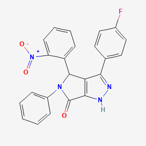 molecular formula C23H15FN4O3 B11620014 3-(4-fluorophenyl)-4-(2-nitrophenyl)-5-phenyl-4,5-dihydropyrrolo[3,4-c]pyrazol-6(2H)-one 