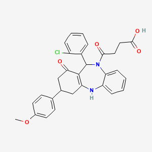 4-[11-(2-chlorophenyl)-1-hydroxy-3-(4-methoxyphenyl)-2,3,4,11-tetrahydro-10H-dibenzo[b,e][1,4]diazepin-10-yl]-4-oxobutanoic acid