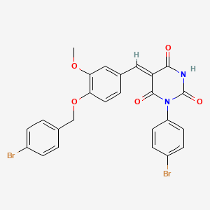 (5Z)-5-{4-[(4-bromobenzyl)oxy]-3-methoxybenzylidene}-1-(4-bromophenyl)pyrimidine-2,4,6(1H,3H,5H)-trione