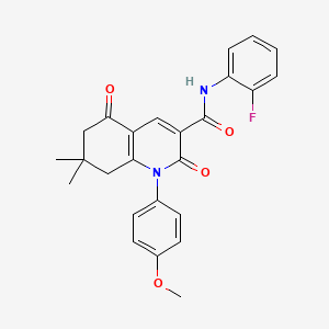 molecular formula C25H23FN2O4 B11620352 N-(2-fluorophenyl)-1-(4-methoxyphenyl)-7,7-dimethyl-2,5-dioxo-1,2,5,6,7,8-hexahydroquinoline-3-carboxamide 