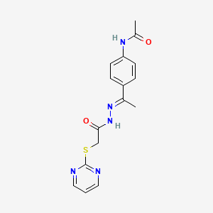 molecular formula C16H17N5O2S B11620388 N-{4-[(1E)-1-{2-[(pyrimidin-2-ylsulfanyl)acetyl]hydrazinylidene}ethyl]phenyl}acetamide 