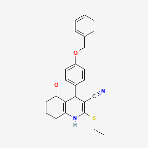 molecular formula C25H24N2O2S B11621022 4-[4-(Benzyloxy)phenyl]-2-(ethylsulfanyl)-5-hydroxy-4,6,7,8-tetrahydroquinoline-3-carbonitrile 