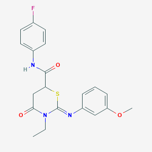 molecular formula C20H20FN3O3S B11621060 (2Z)-3-ethyl-N-(4-fluorophenyl)-2-[(3-methoxyphenyl)imino]-4-oxo-1,3-thiazinane-6-carboxamide 